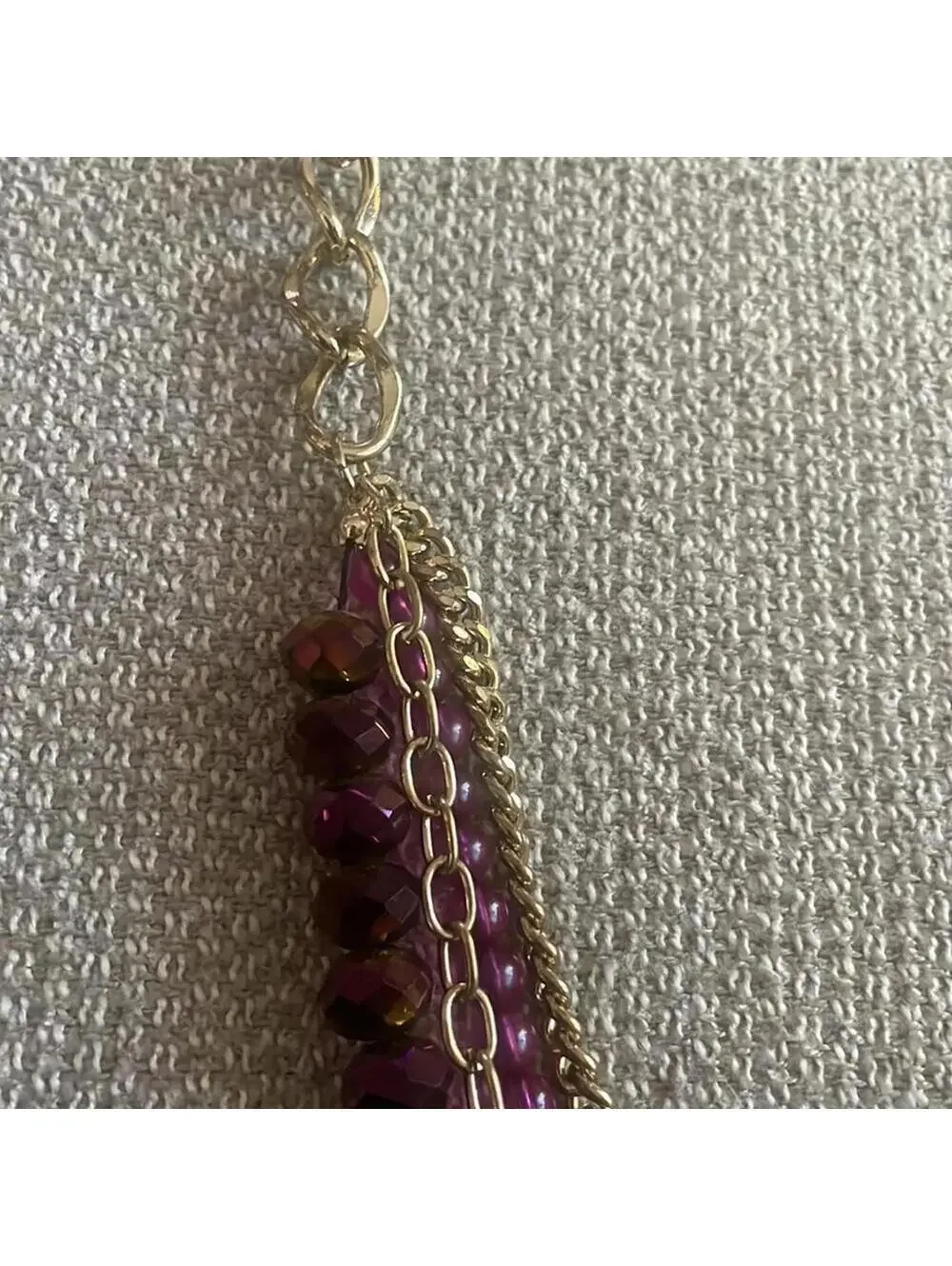 Purple and gold, multi strand, beaded necklace, artsy BoHo